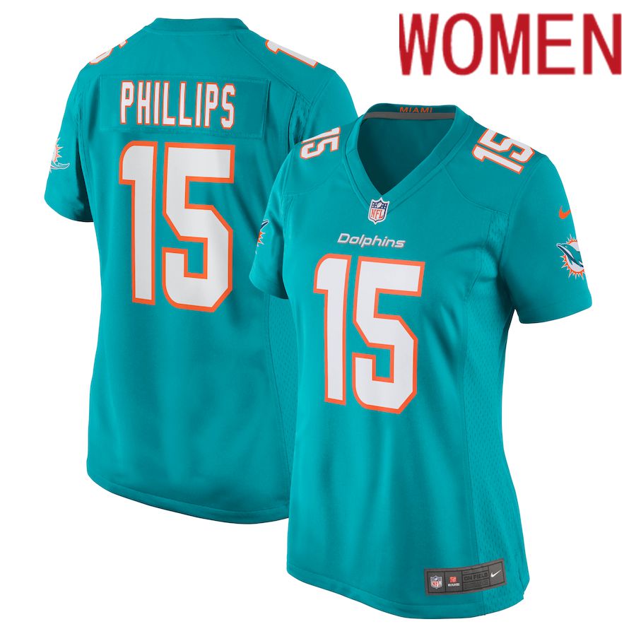 Women Miami Dolphins 15 Jaelan Phillips Nike Green Game Player NFL Jersey